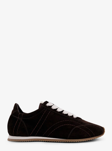 Toteme Leather Sneakers With Stitching Detail Umber