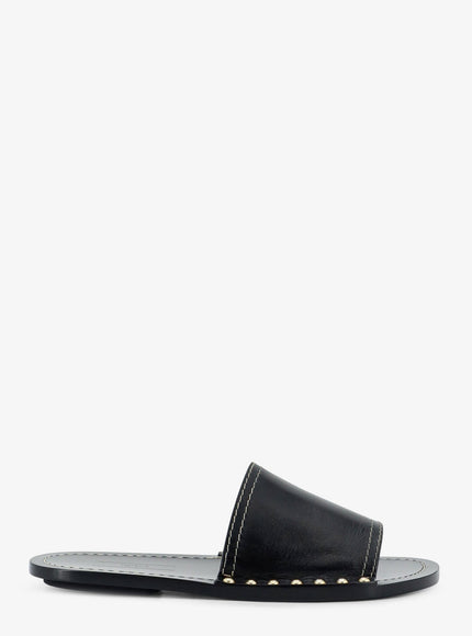 Toteme Low Leather Sandals With Metal Studs On The Sides Black