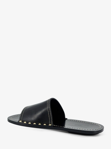 Toteme Low Leather Sandals With Metal Studs On The Sides
