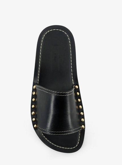 Toteme Low Leather Sandals With Metal Studs On The Sides
