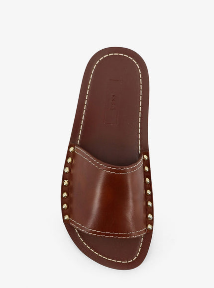 Toteme Low Leather Sandals With Metal Studs On The Sides