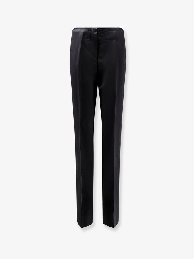 Toteme Easy Raw Edge Viscose And Linen Trousers Black
