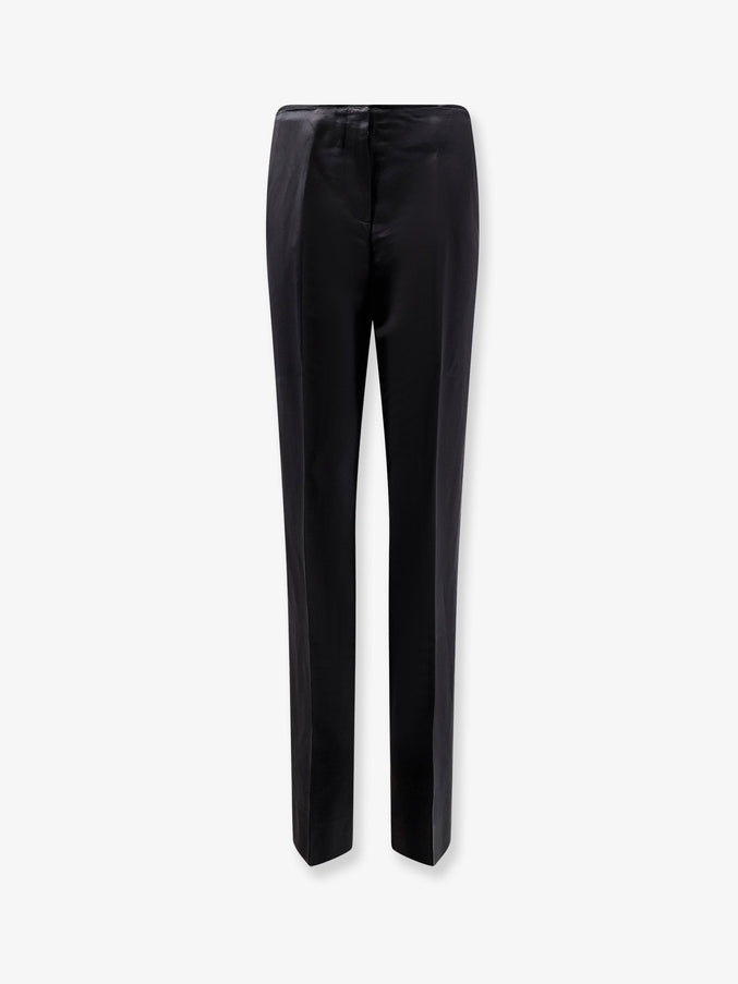 Toteme Easy Raw Edge Viscose And Linen Trousers Black