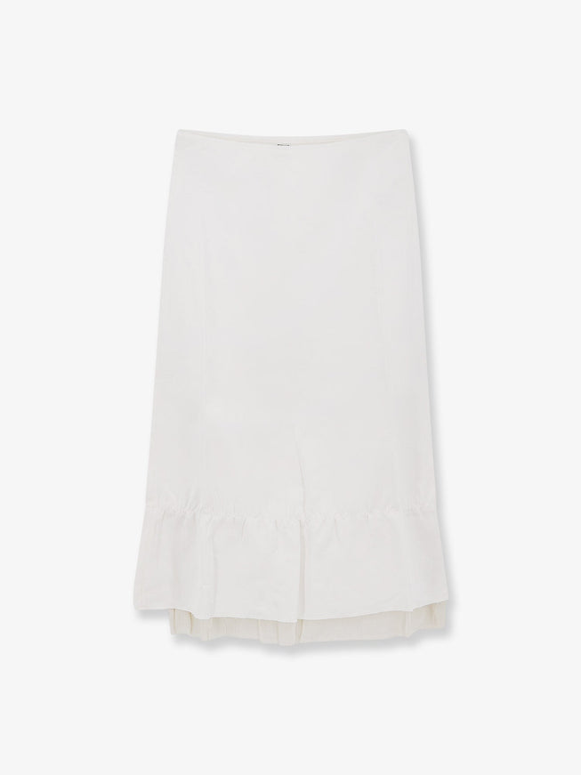 Toteme Layered Viscose And Linen Blend Skirt Offwhite