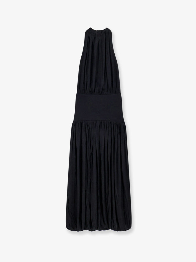 Toteme Soft Gathered Viscose Dress Black