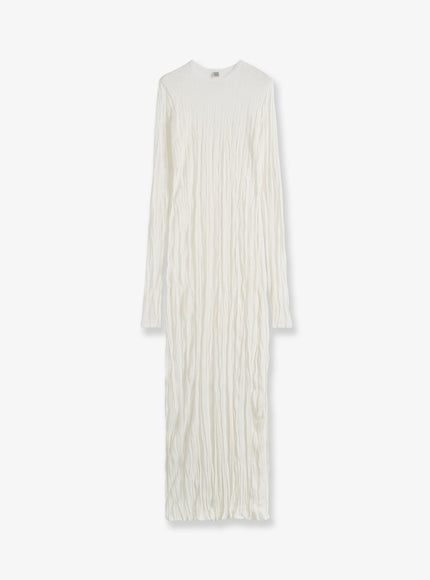 Toteme Crinkled Viscose And Recycled Material Dress White