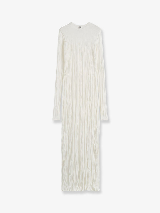 Toteme Crinkled Viscose And Recycled Material Dress White