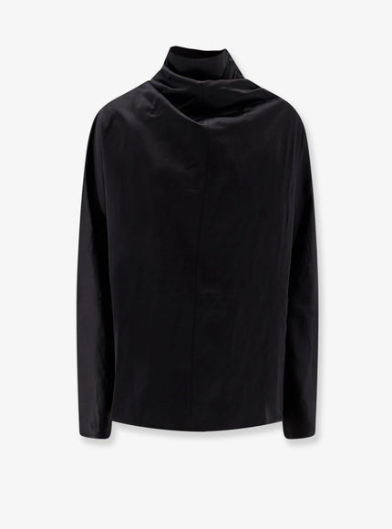 Toteme Cowl Neck Viscose And Linen Shirt Black