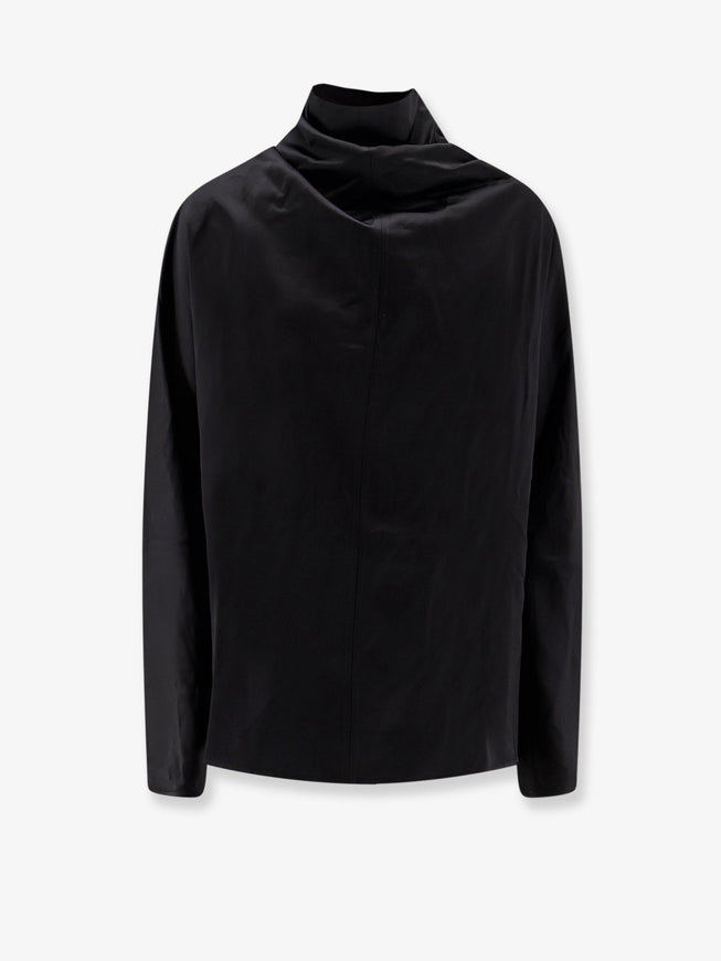 Toteme Cowl Neck Viscose And Linen Shirt Black
