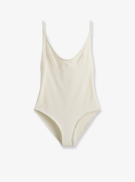 Toteme Scoop Nylon One-Piece Swimsuit Ecru