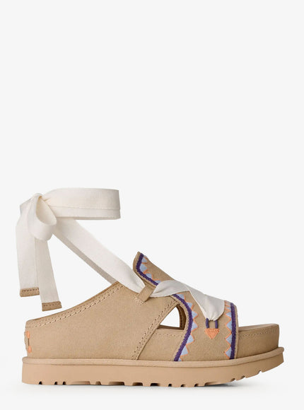 Ugg Goldenstar Hi Artistitch Suede Sandals Beige