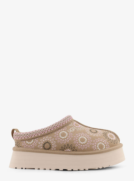 Ugg W Tazz Suede Sandals With Multicolor Embroidery Beige