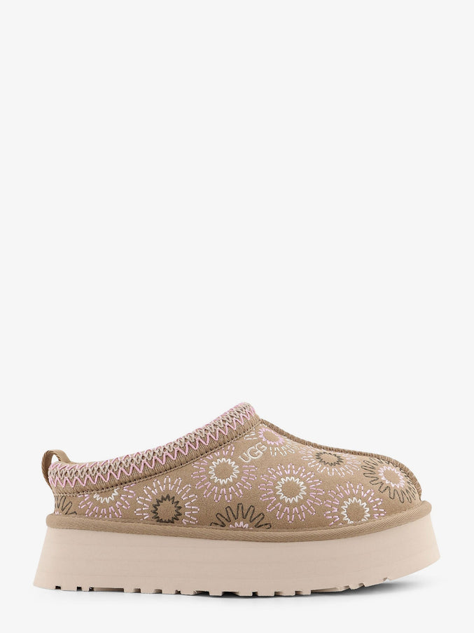 Ugg W Tazz Suede Sandals With Multicolor Embroidery Beige
