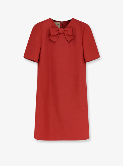 Valentino Wool And Silk Blend Short Dress Geranio