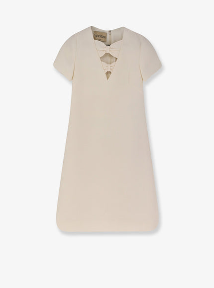 Valentino Virgin Wool And Silk Mini Dress Avorio