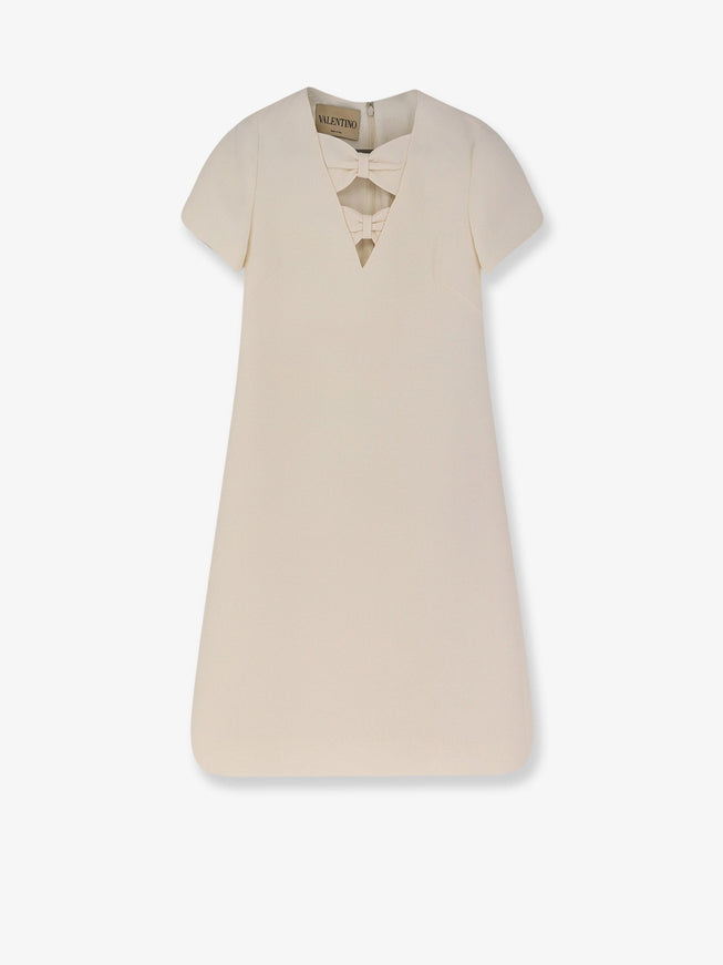 Valentino Virgin Wool And Silk Mini Dress Avorio
