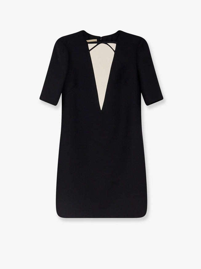 Valentino Virgin Wool And Silk Mini Dress Nero Avorio