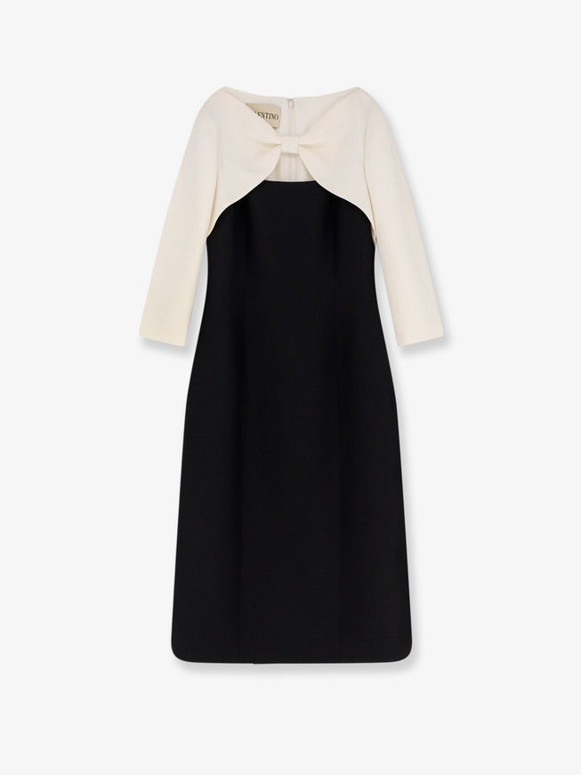 Valentino Crêpe Midi Dress Nero Avorio