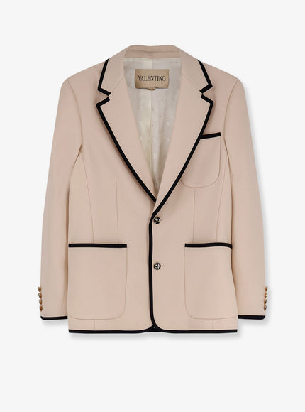Valentino Single-Breasted Virgin Wool Blazer Burro