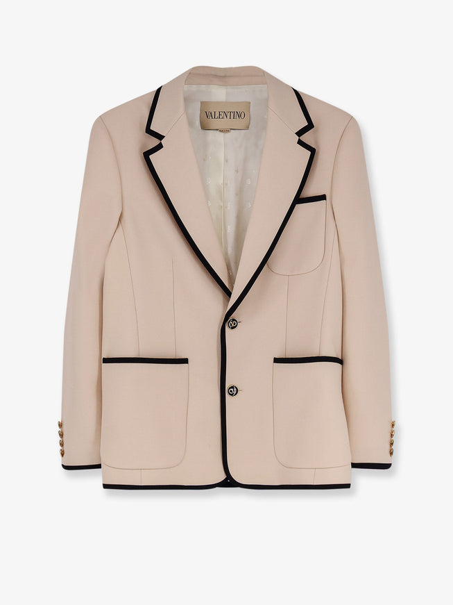 Valentino Single-Breasted Virgin Wool Blazer Burro