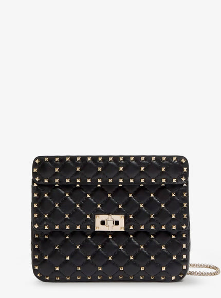 Valentino Garavani Rockstud Spike Leather Crossbody Bag With Iconic All-Over Studs Uni Nero