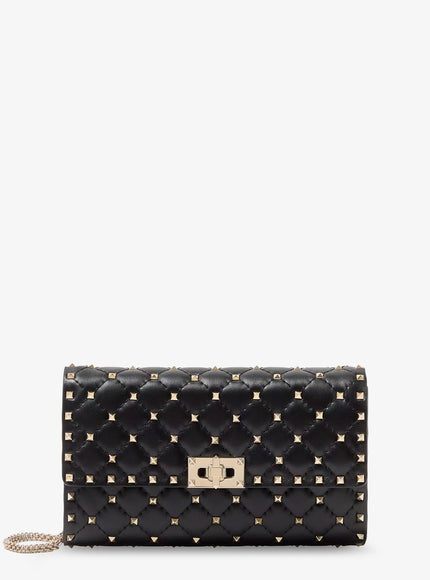 Valentino Garavani Rockstud Spike Leather Crossbody Bag With Iconic All-Over Studs Uni Nero