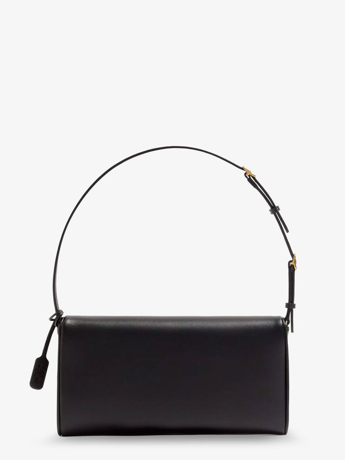 Valentino Garavani Devain Leather Shoulder Bag With Metal Vlogo Signature