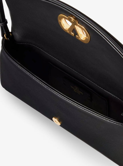 Valentino Garavani Devain Leather Shoulder Bag With Metal Vlogo Signature