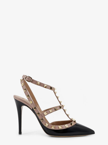 Valentino Garavani Rockstud Patent Leather Pumps With Iconic Studs Neropoudre