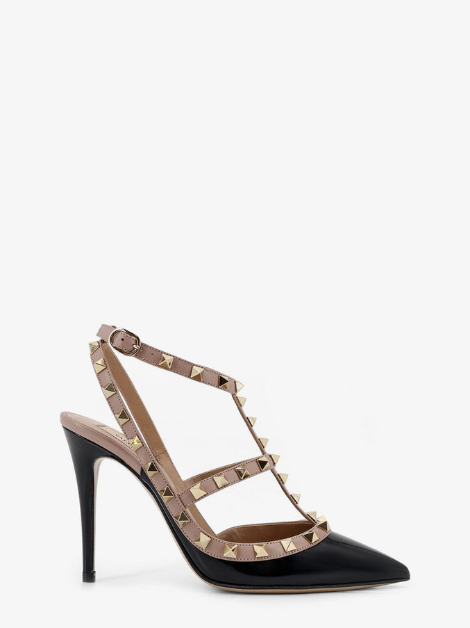 Valentino Garavani Rockstud Patent Leather Pumps With Iconic Studs Neropoudre