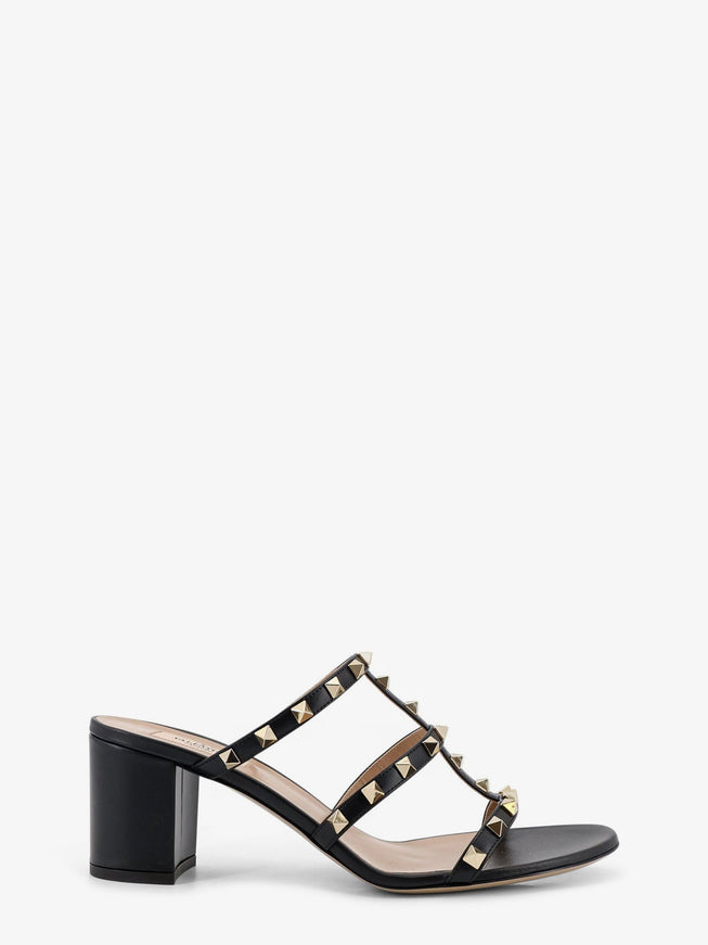 Valentino Garavani Rockstud Leather Sandals With Iconic Side Studs Nero