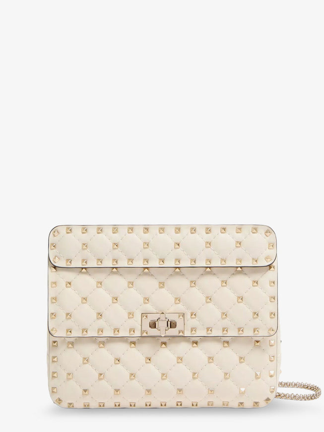 Valentino Garavani Rockstud Spike Leather Crossbody Bag With Iconic All-Over Studs Uni Light Ivory