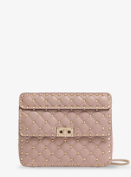 Valentino Garavani Rockstud Spike Leather Crossbody Bag With Iconic All-Over Studs Uni Poudre
