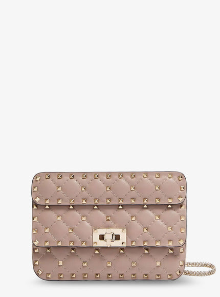 Valentino Garavani Rockstud Spike Leathercrossbody Bag With Iconic All-Over Studs Uni Poudre