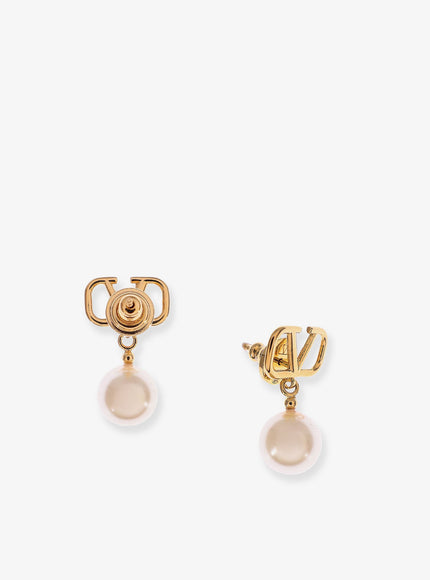 Valentino Garavani Vlogo Signature Metal Earrings With Pearl