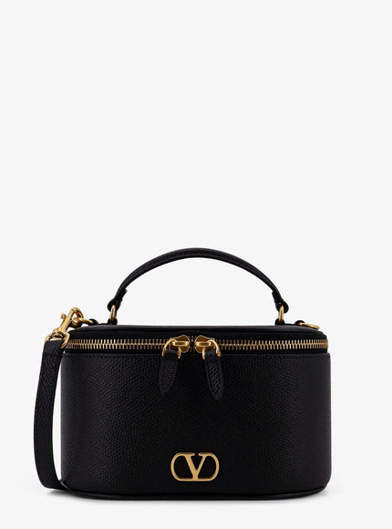 Valentino Garavani Leather Vanity Bag With Vlogo Signature Uni Nero