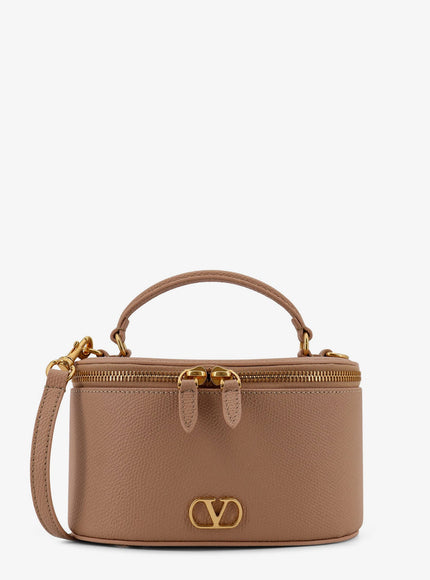Valentino Garavani Leather Vanity Bag With Vlogo Signature Uni Rose Sand