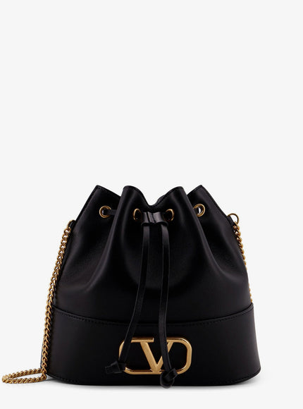 Valentino Garavani Leather Bucket Bag With Vlogo Signature Uni Nero