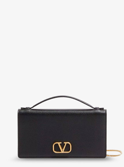 Valentino Garavani Leather Crossbody Bag With Vlogo Signature Uni Nero