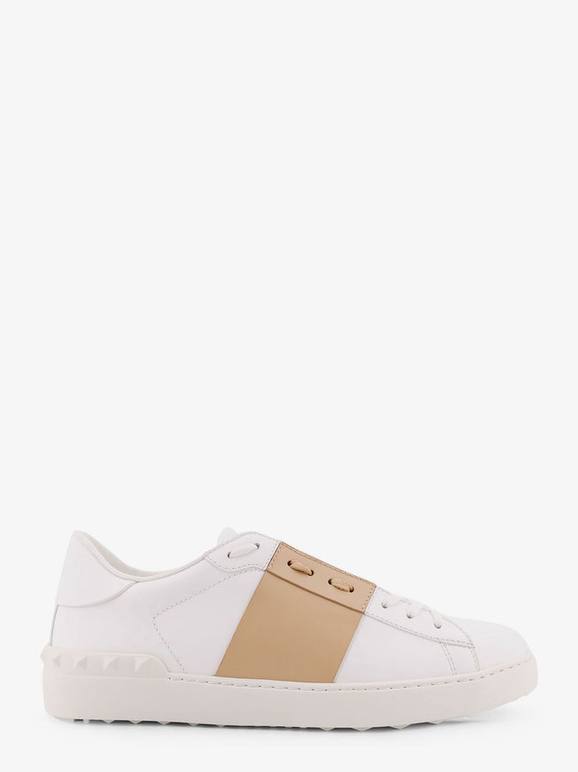 Valentino Garavani Open Leather Sneakers Bianco Beige