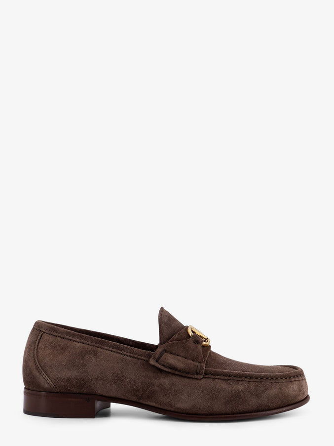 Valentino Garavani Suede Loafers With Metal Vlogo Signature Shadow Grey