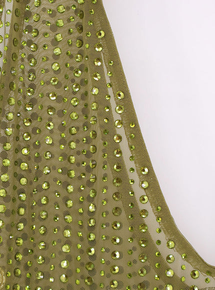 Venuja Crystal Short Dress With All-Over Rhinestones