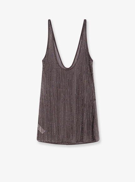 Venuja Crystal Short Dress With All-Over Rhinestone Detail