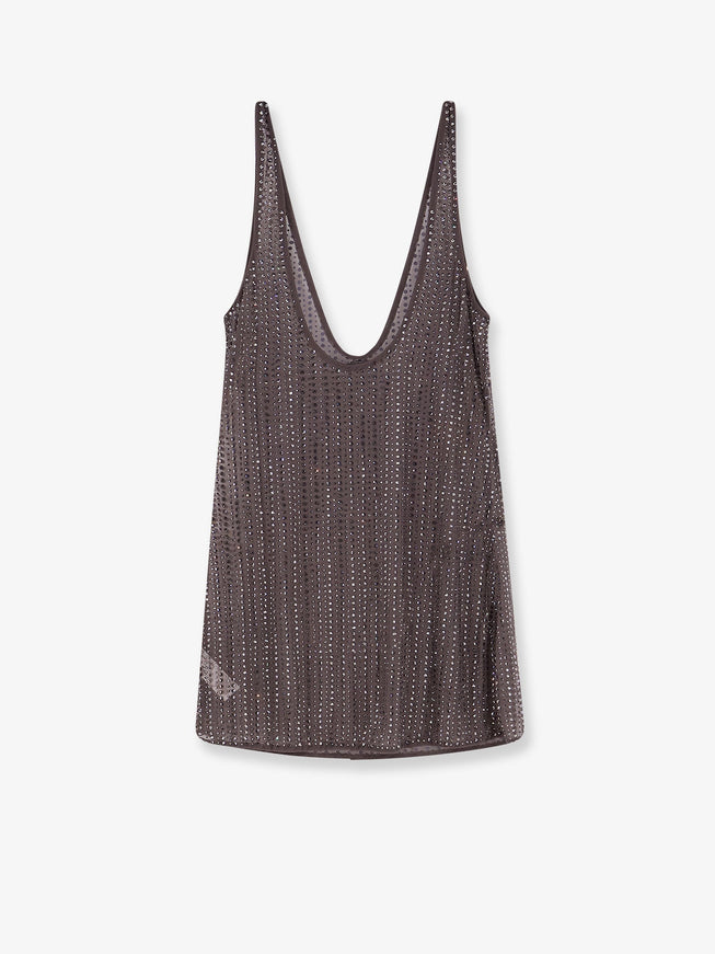 Venuja Crystal Short Dress With All-Over Rhinestone Detail