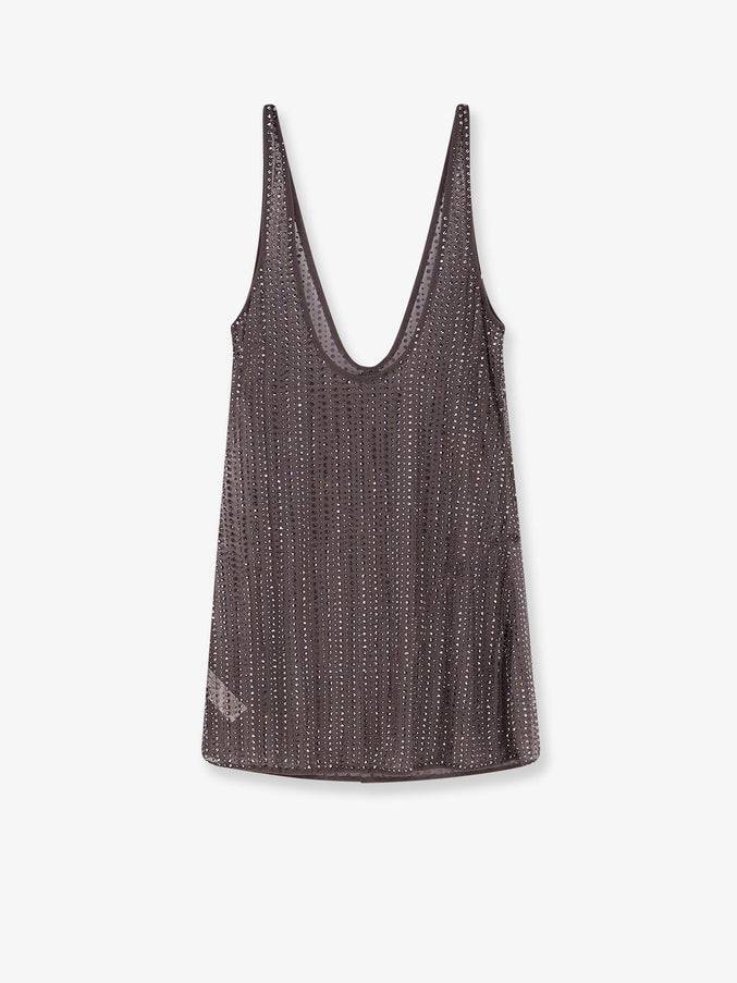 Venuja Crystal Short Dress With All-Over Rhinestone Detail