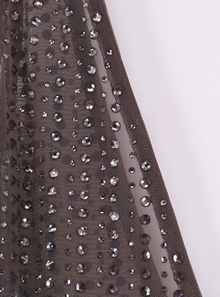 Venuja Crystal Short Dress With All-Over Rhinestone Detail