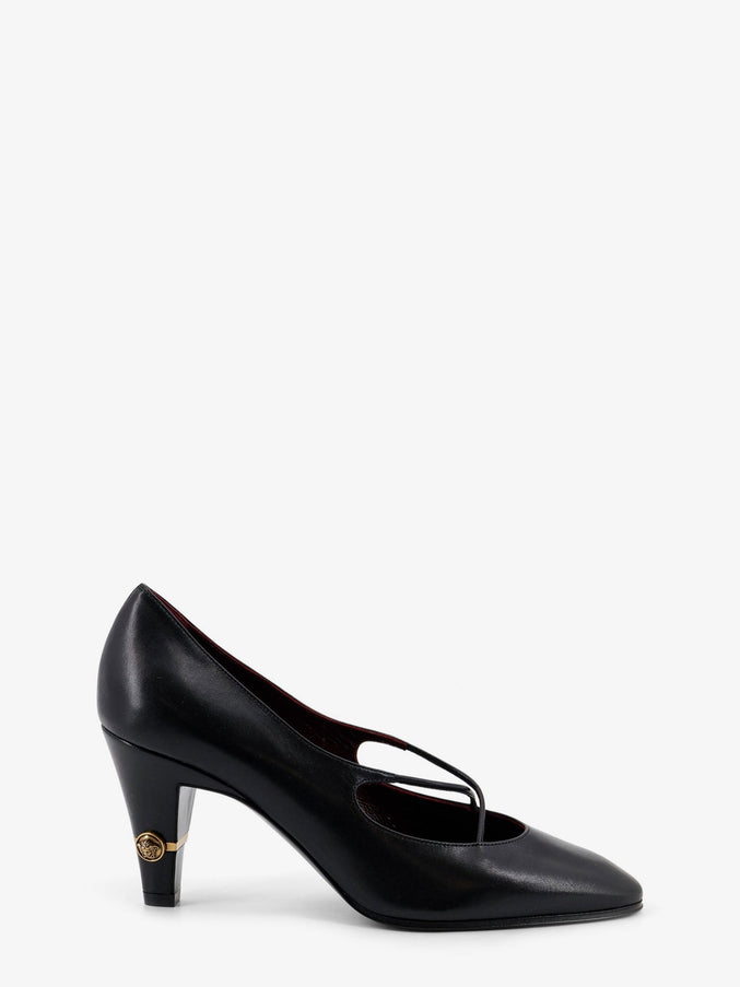 Versace Criss-Cross Medallion Leather Pumps Blackgold