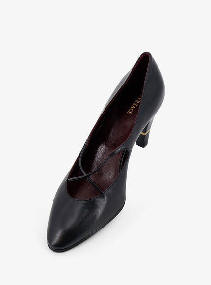 Versace Criss-Cross Medallion Leather Pumps