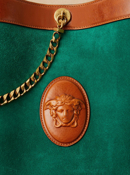 Versace Pivot Suede Bucket Bag