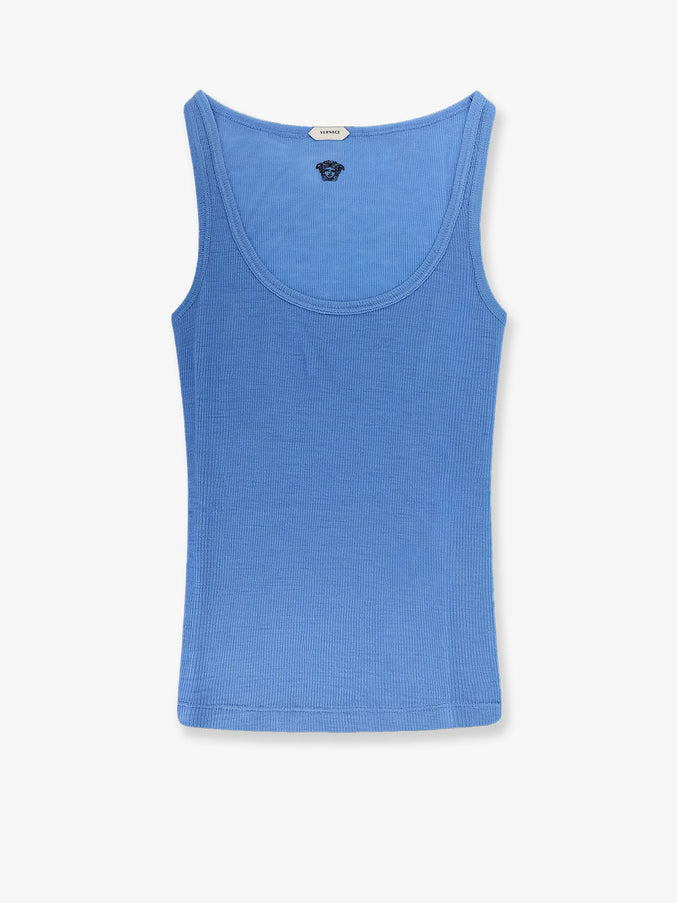 Versace Wool Tank Top With Back Logo Sky